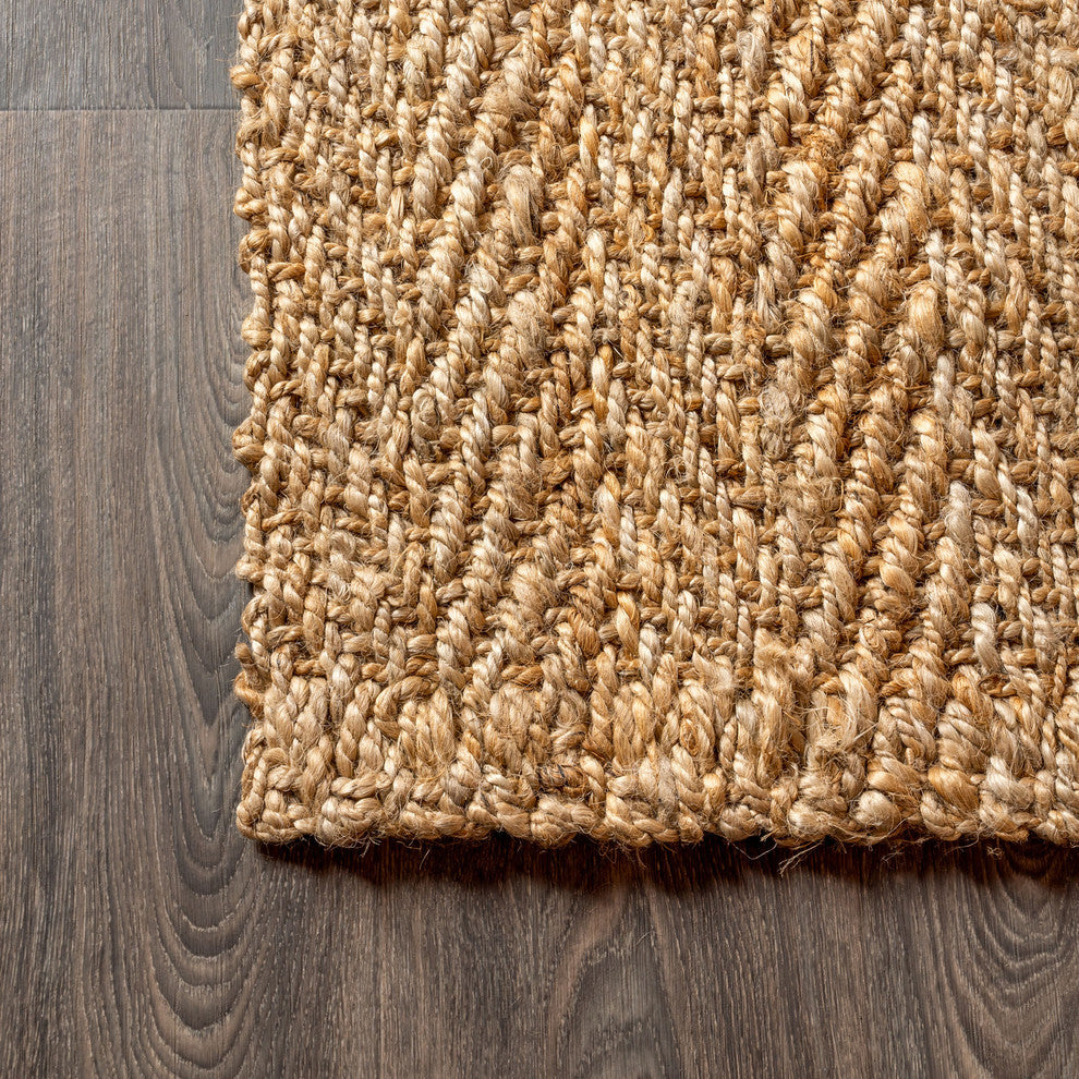 Espina Hand Woven Herringbone Chunky Jute Natural 3' x 5' Area Rug