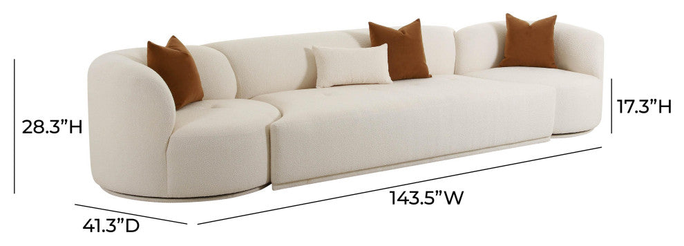 Fickle Cream Boucle 3-Piece Modular Sofa