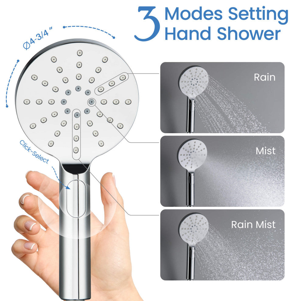 Ceiling Mounted 3-Function Shower System, Rough, Valve, Chrome