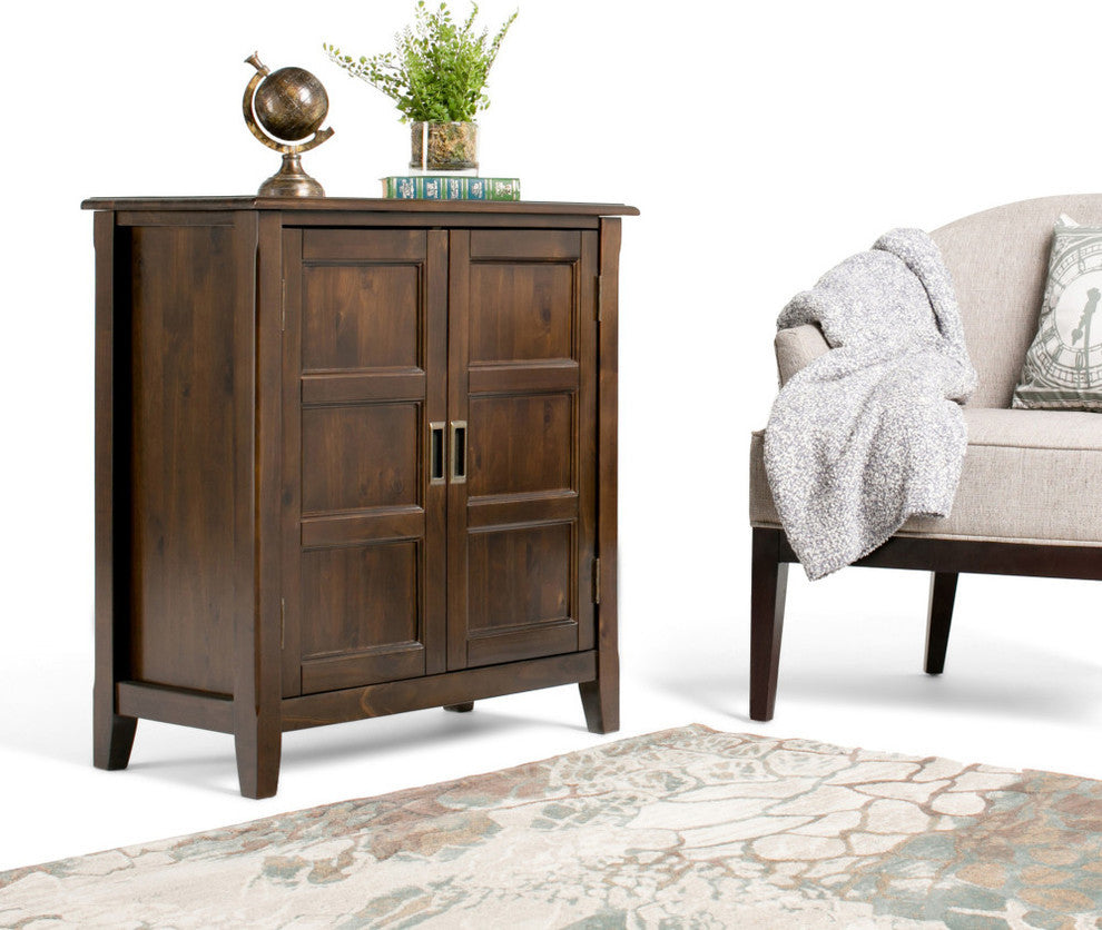 Burlington Solid Wood Low Storage Cabinet, Mahogany Brown
