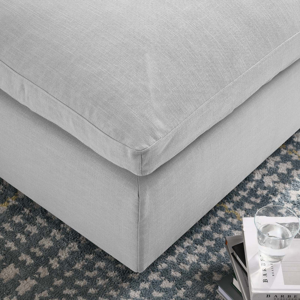 Commix Down Filled Overstuffed Ottoman, Light Gray