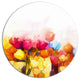 Yellow Pink Red Tulips On White, Floral Large Disc Metal Wall Art, 23"