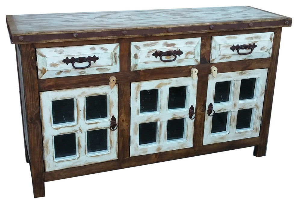 Abbot Rustic Bathroom Vanity With Towers and Mirror, 72"x22"x36", Fake Left/Right Drawers