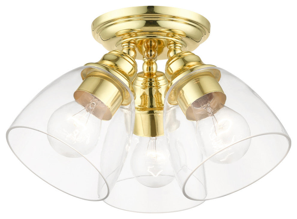 Montgomery 3 Light Polished Brass Semi-Flush