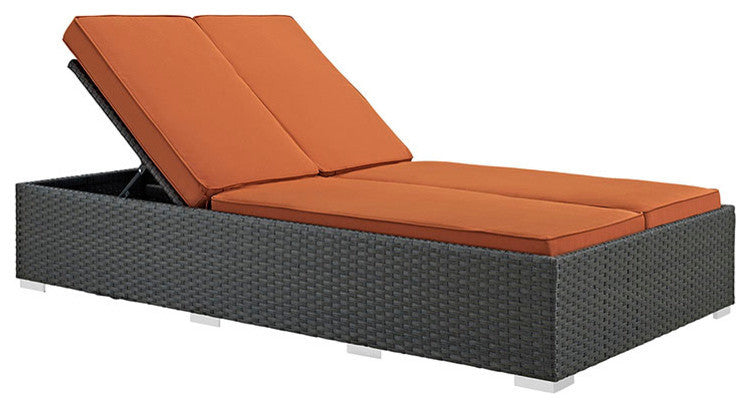 Sojourn Outdoor Patio Sunbrella, Double Chaise, Chocolate Tuscan