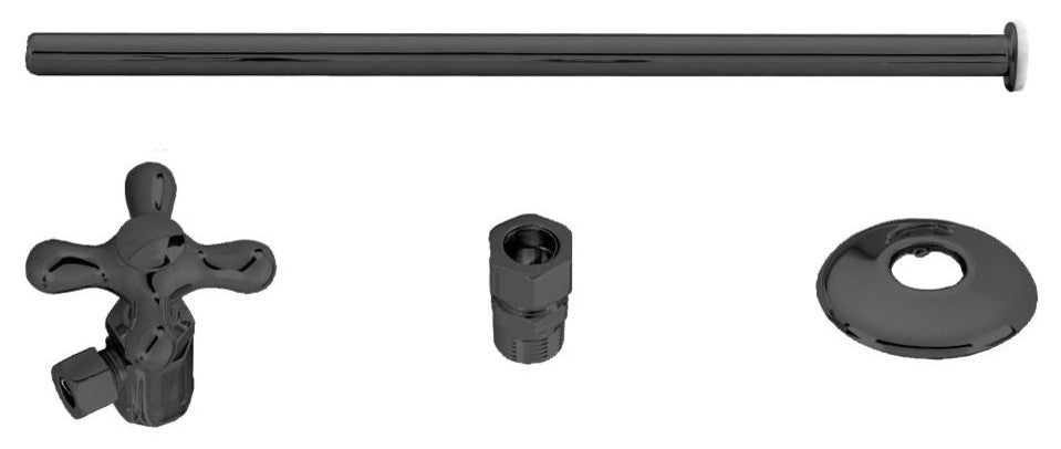 Toilet Kit With Stop And Head Riser - Cross Handle In Powder Coated Black