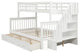 White Twin Over Full Contemporary Bunk Bed With Stairs And Shelves