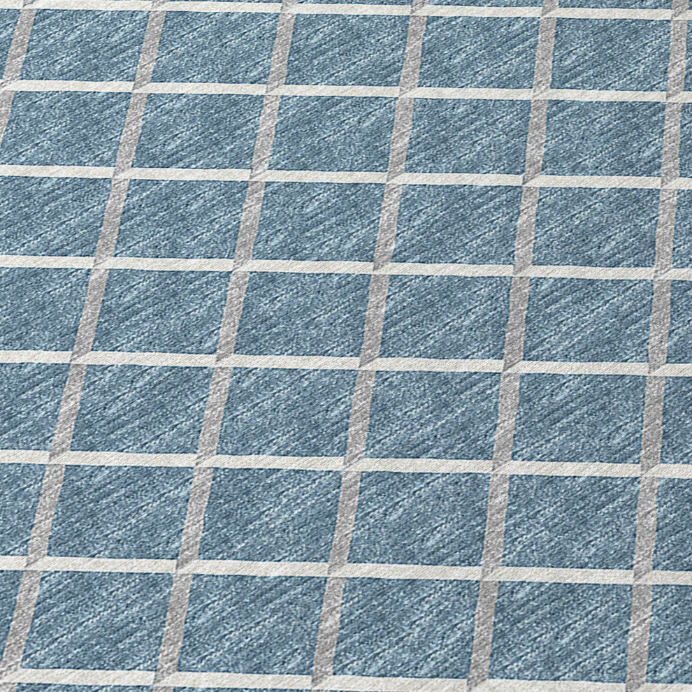 Indoor/Outdoor York YO1 Sky Blue Machine Washable 5' x 7'6" Rug