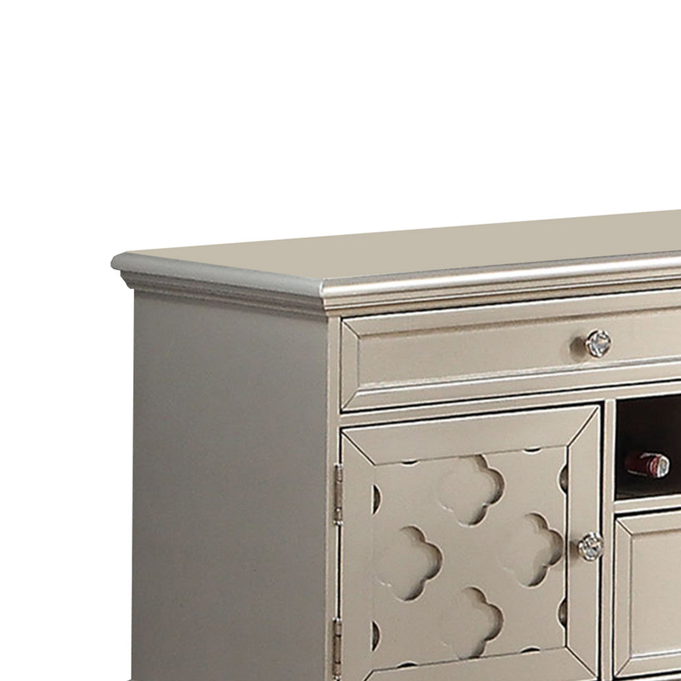Benzara BM171388 Luxurious Appeal Rubber Wood Server, Silver