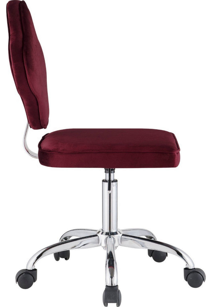 Benzara BM250204 Office Chair With Leaf Shape Back and Metal Star base, Red