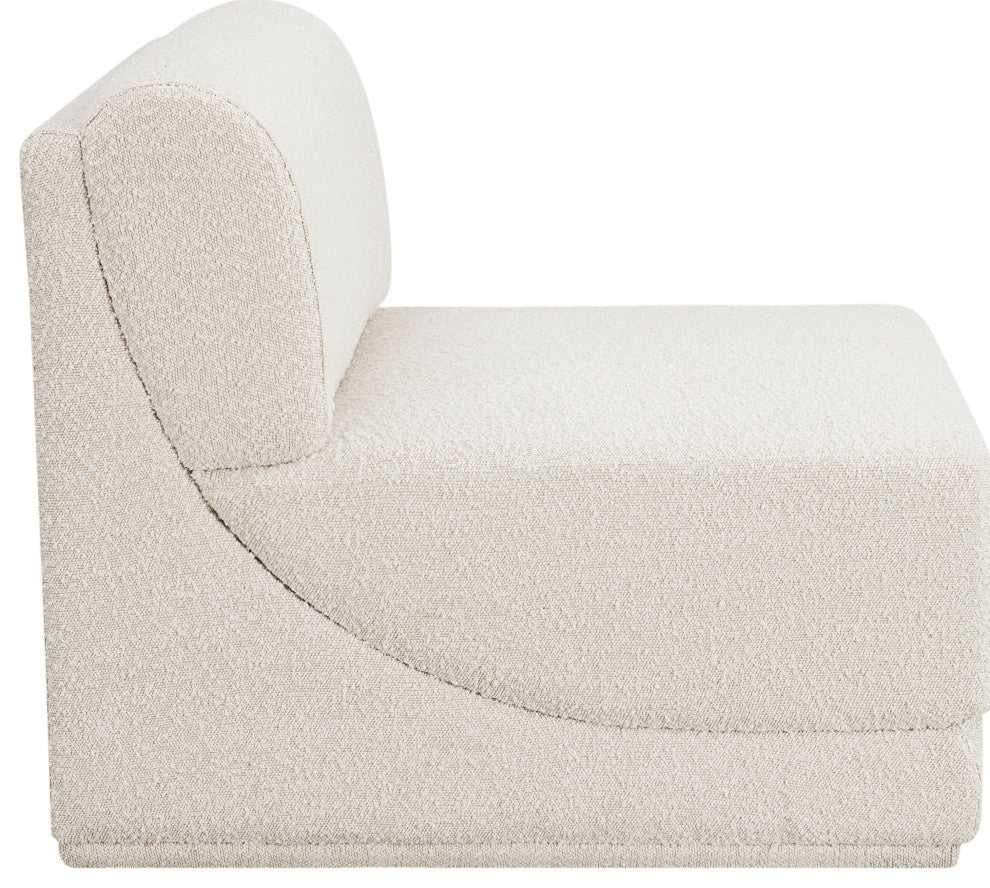 Ollie Black Boucle Fabric Chair, Cream, Armless Chair