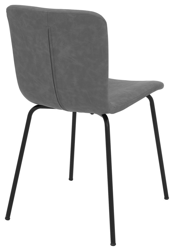 Benzara BM240774 Metal and Leatherette Dining Chair, Set of 2, Gray and Black