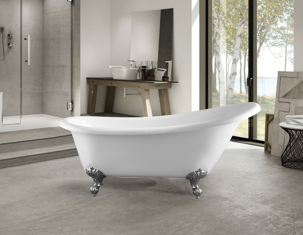 Vanity Art Freestanding Acrylic Soaking Bathtub, 67"x30"x31"