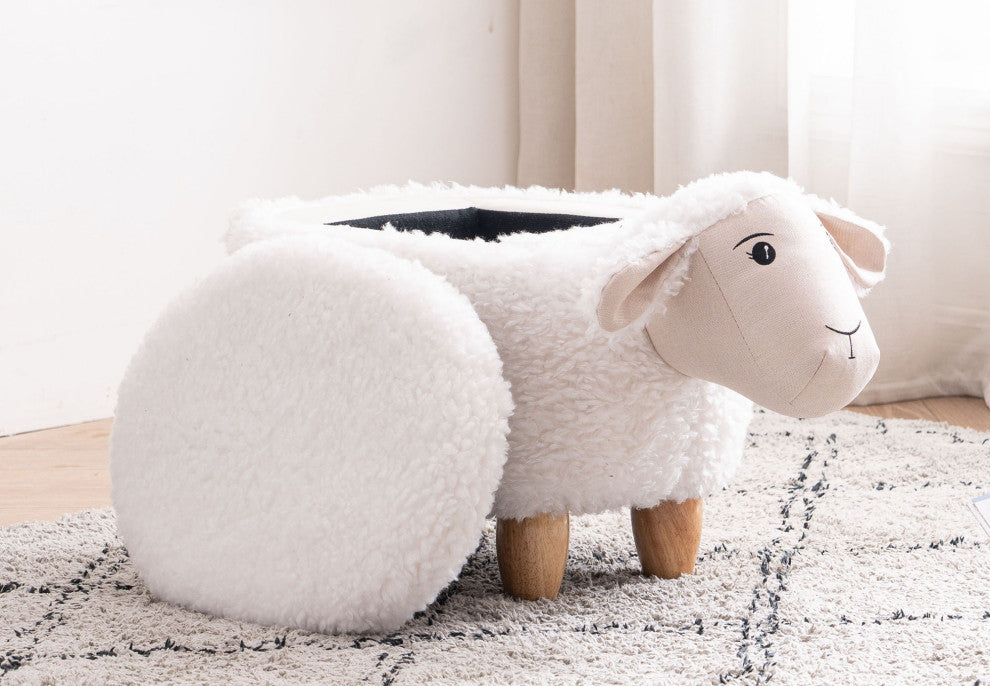 White Sheep Storage Ottoman