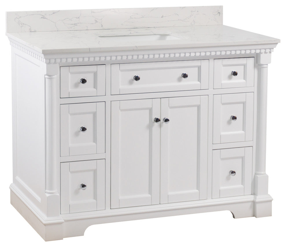 Sydney 48" Bathroom Vanity, White, Engineered Marble