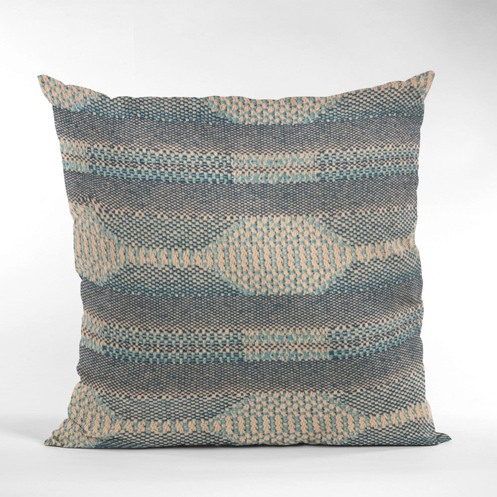 Plutus Blue Lake Stripe Luxury Throw Pillow, 24"x24"
