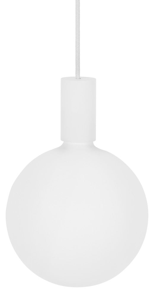 Single White Pendant & White canopy with 1 Sphere V LED Bulbs US