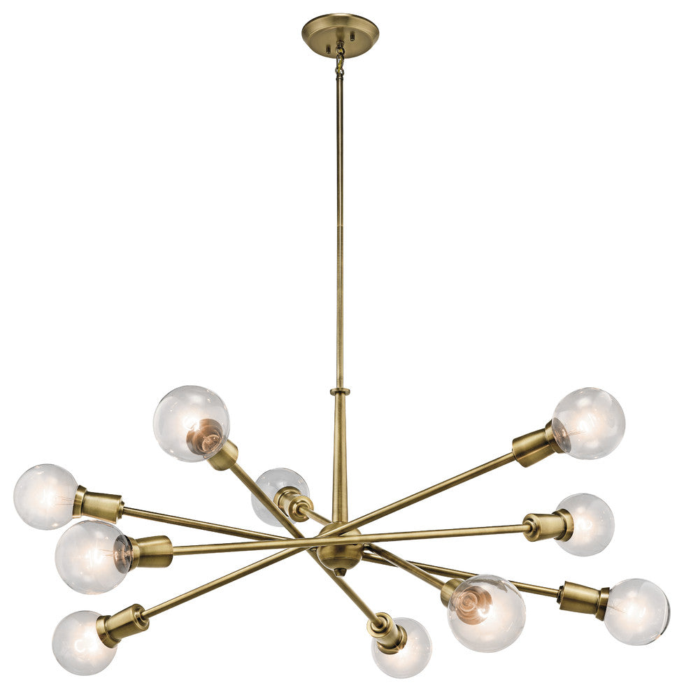 Chandelier 10-Light, Natural Brass