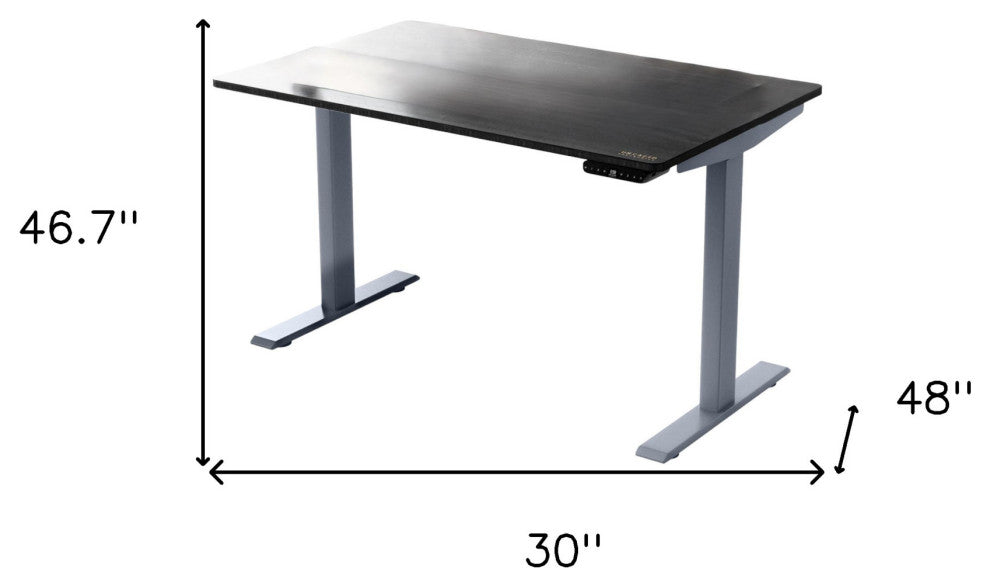 30" Adjustable Black and Gray Stainless Steel Computer Desk