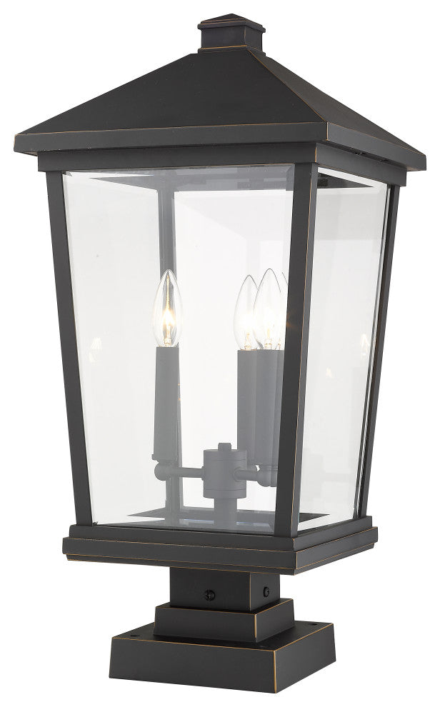 Z-Lite 3 Light Outdoor Pier Mounted Fixture Oil Rubbed Bronze 568PHXLS-SQPM-ORB