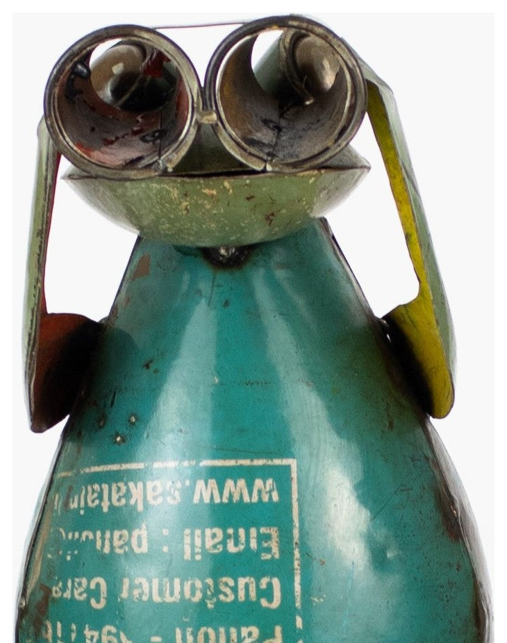 Whimsical Recycled Metal Frog Sculpture 3-Piece Set
