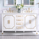 Melody Freestanding Bathroom Vanity with Wall Vanity Mirror and Quartz Top, White, 60"
