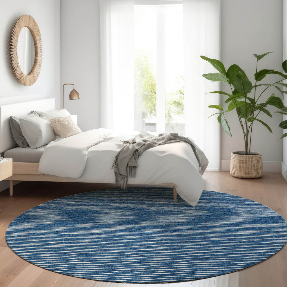 Indoor/Outdoor Laidley LA1 Navy Machine Washable 10' x 10' Rug