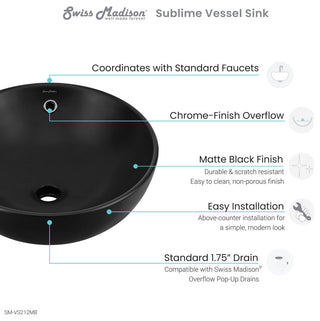 Sublime Round Vessel Sink, Matte Black