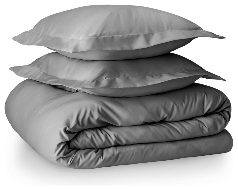 Bare Home Microfiber Duvet Insert & Duvet Cover Set, Light Gray, King