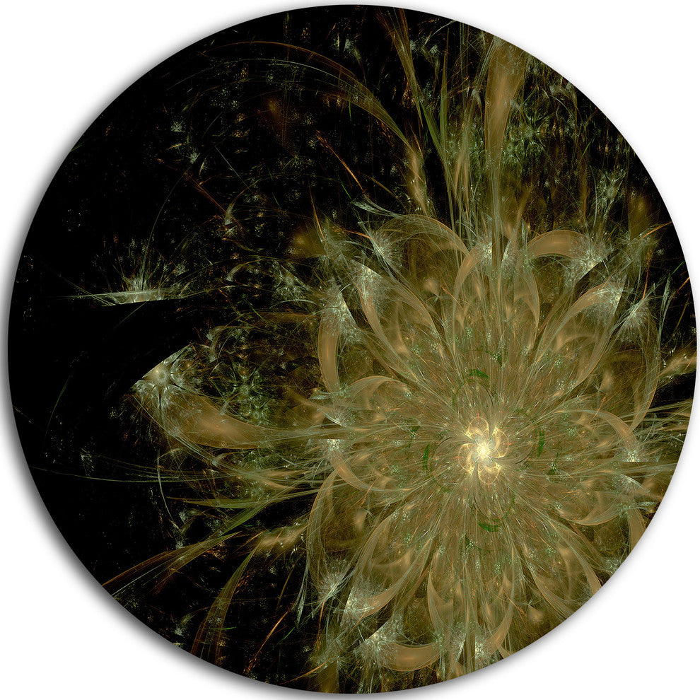Light Brown Symmetrical Fractal Flower, Floral Round Wall Art, 23"