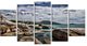 Rocky Beach with Dramatic Sky, Large Seashore Canvas Print, 60"x32", 5 Panels