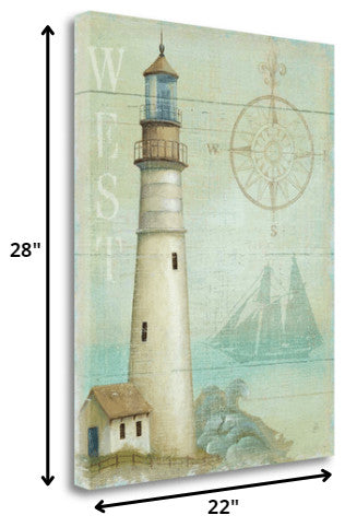 22" The Lighthouse by the West Coast Giclee Wrap Canvas Wall Art