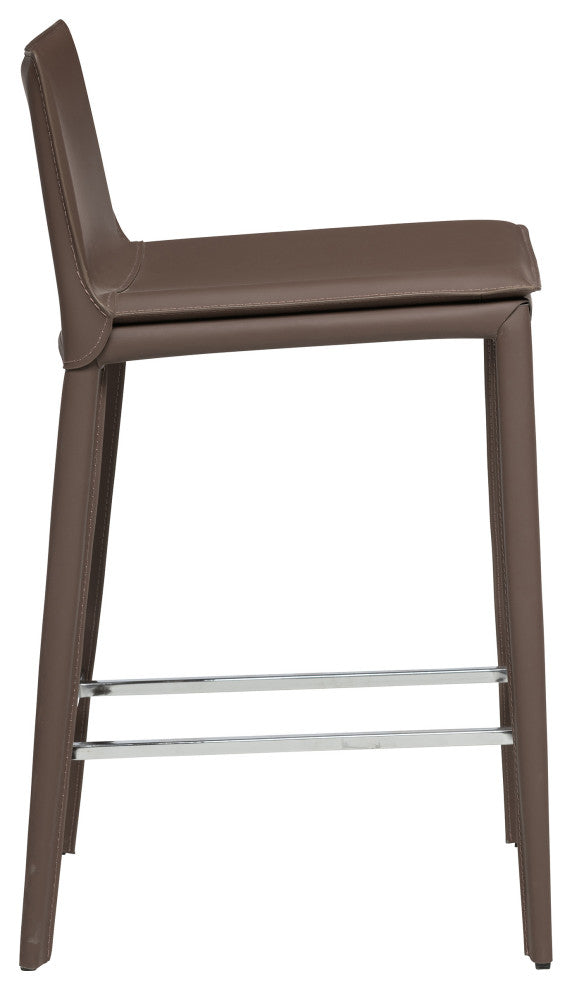 Elite Living Hilton Leather 25.5" Counter Height Bar Stool, Brown
