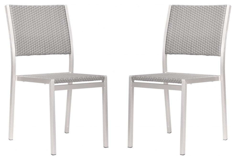 Set of Two Silver Armless Chairs