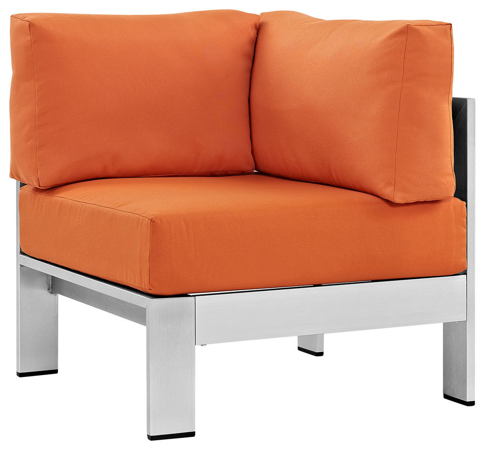 Silver Orange Shore Outdoor Patio Aluminum Corner Sofa