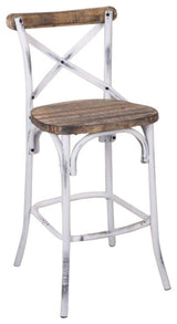 Benzara BM152030 Zaire Bar Chair, Walnut & Antique White