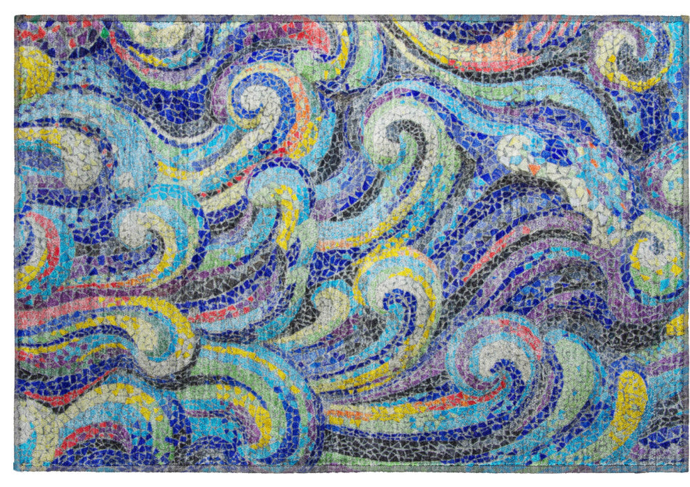 Addison Premium Washable Mayfield AMF193 Blue 1'8" x 2'6" Rug