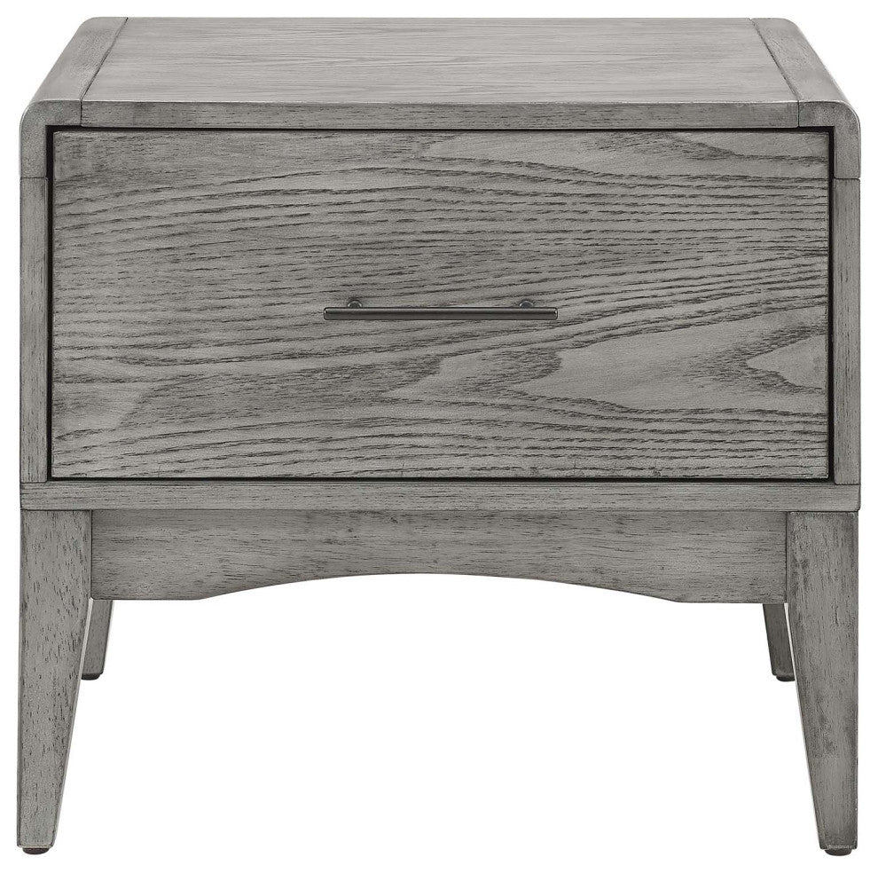 Platform Bed Chest Nightstand Set, Twin Size, Wood, Gray, Modern Room