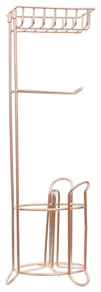 nu steel Freestanding Metal Wire Toilet Paper Roll Holder Stand, Copper Finish