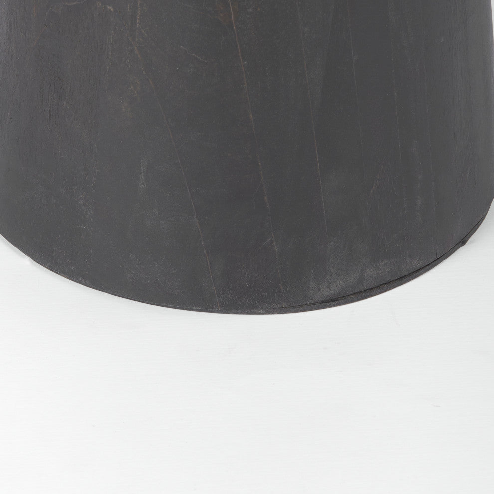 32" Round Black-Brown Wood Accent Pedestal Bistro Table