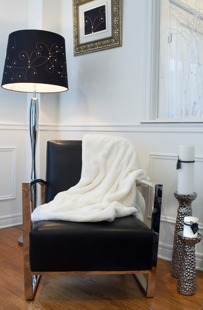50"x70" Faux Fur Throw, Cream