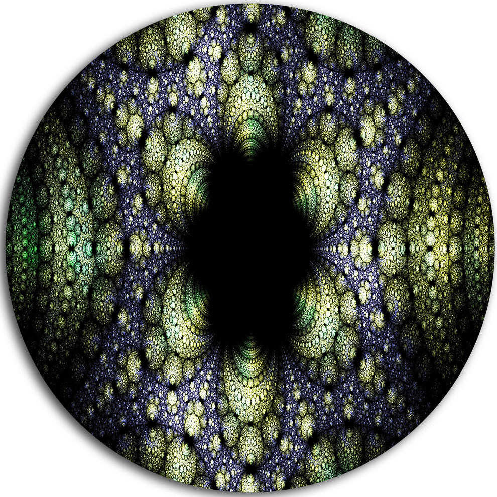 Into The Center Of Fraction, Abstract Digital Art Round Wall Art, 11"