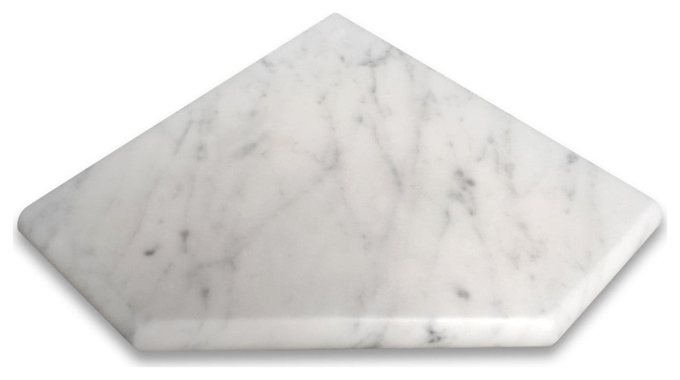 Carrara White Marble 8" Diamond Shower Corner Shelf Soap Dish Bullnose, 1 piece