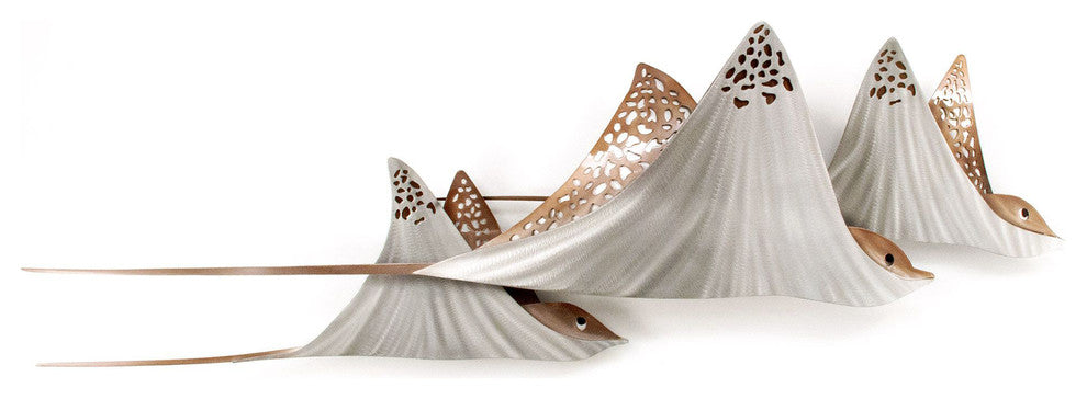 Coastal Home Decor 'Eagle Rays Triple Side' Metal Contemporary Eagle Ray Art