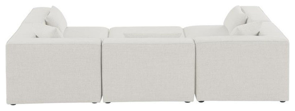 Maklaine 26'H x 108'W x 72'D Cream Durable Linen Modular Sectional