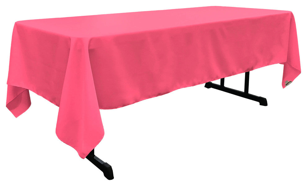 LA Linen Rectangular  Polyester Poplin Tablecloth, Hot Pink, 60"x126"