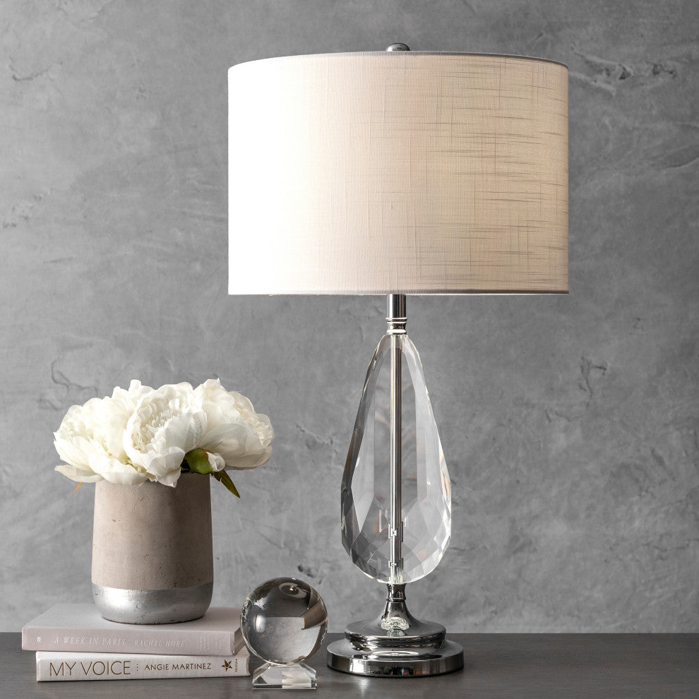 Nuloom 28" Crystal Moon Tear Faux Silk Shade Clear Finish 3-Way Switch