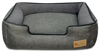 Lounge Bed Houndstooth, Black and Grey, Small