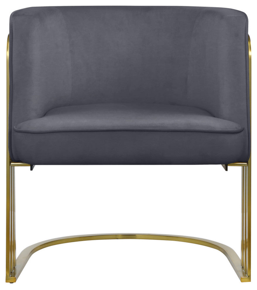 Rays Velvet Upholstered Accent Chair, Gray