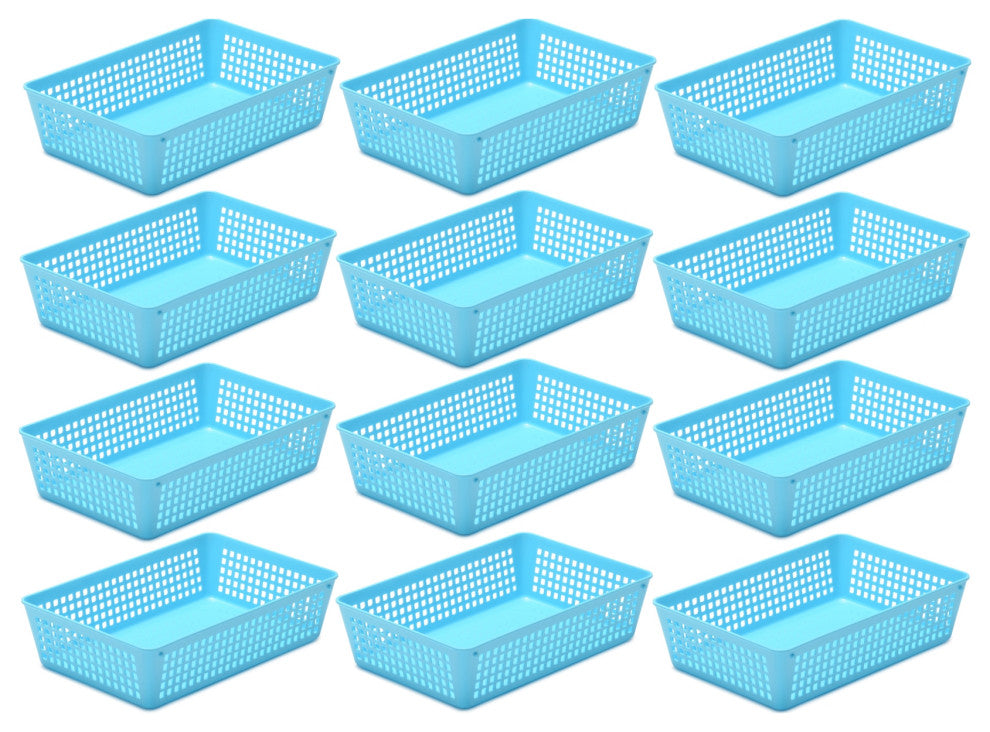 12-Pack Plastic Storage Baskets for Office Drawer, Desk, 32-1182-12, Blue